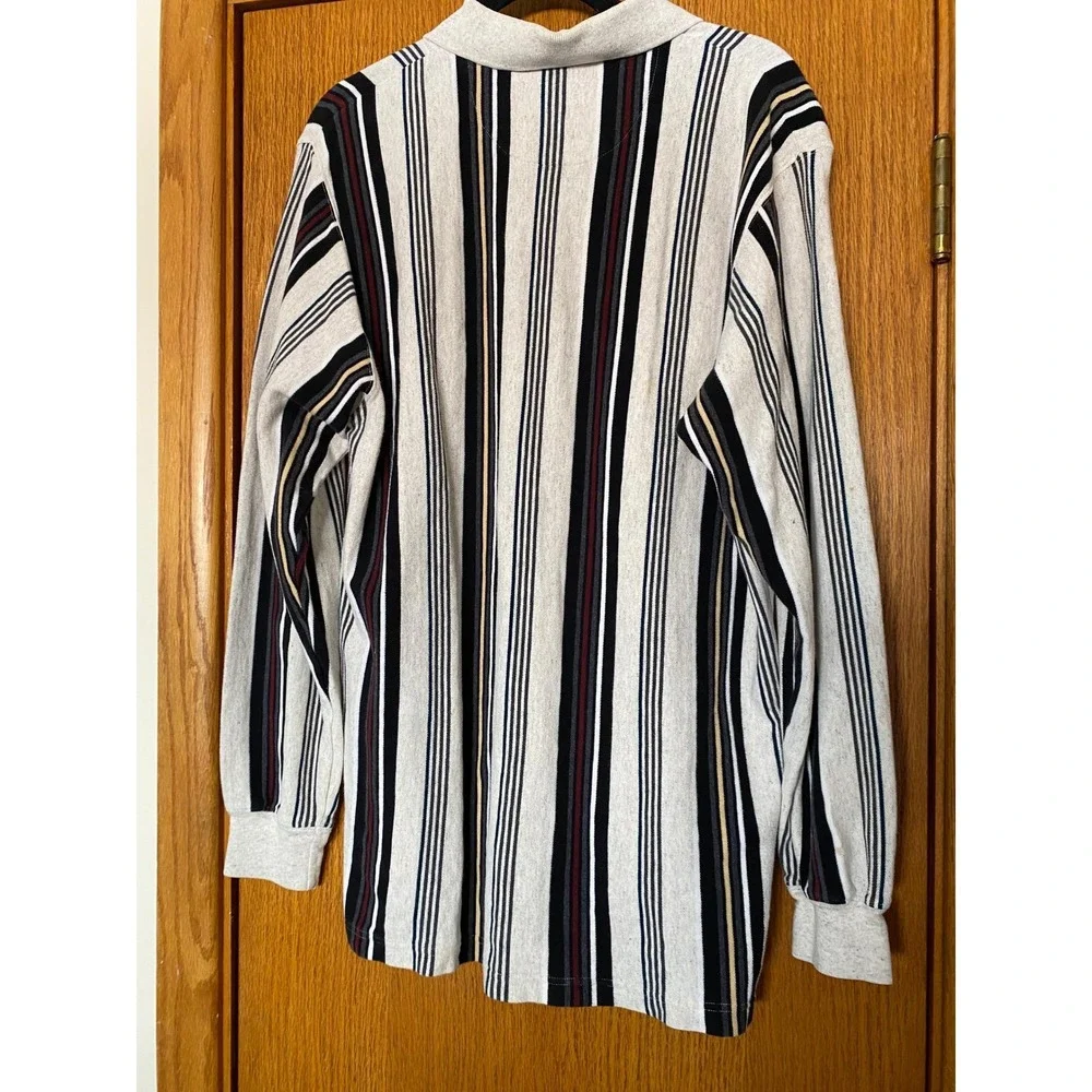 Vintage 1990s Chaps Ralph Lauren Mens Striped Rugby Polo Shirt Medium Cotton Y2K